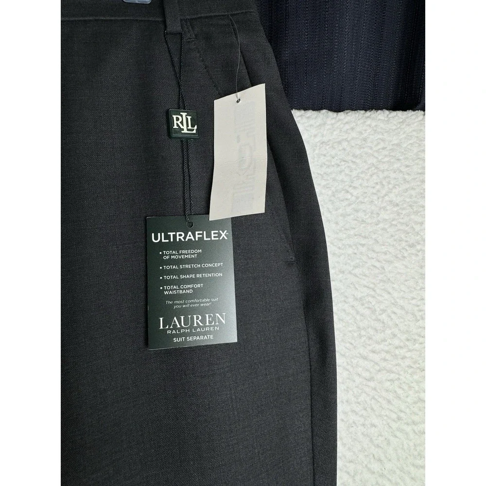 NEW $175 - Vintage RALPH LAUREN Ultraflex Wool Gray Dress Pants - Men's 42x30